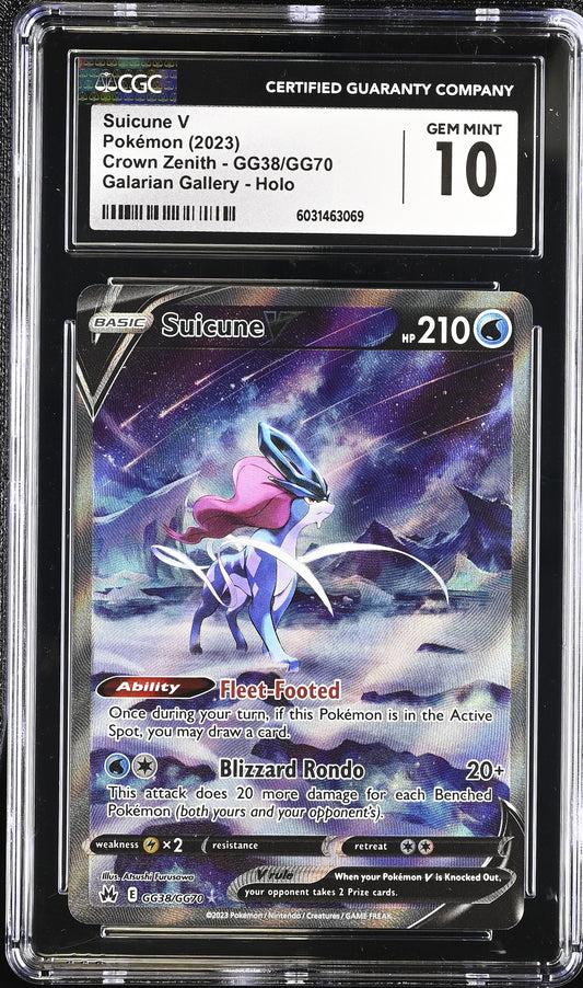 CGC 10 GEM MINT Suicune V GG38/GG70 GALARIAN GALLERY HOLO Pokemon Card