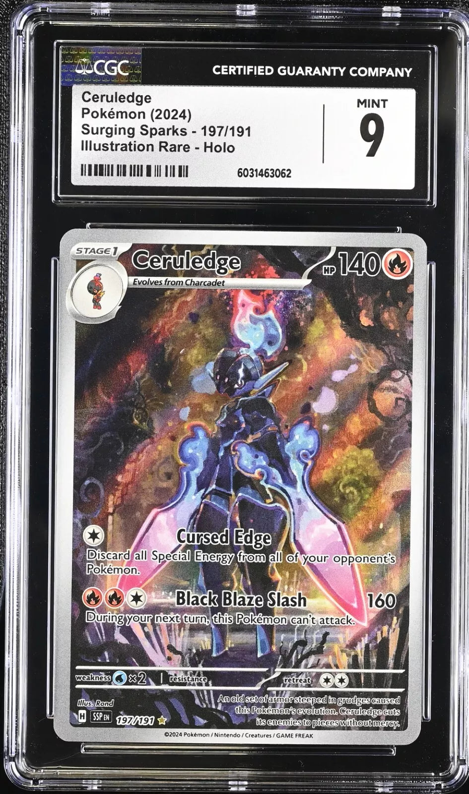 CGC MInt 9 Ceruledge 197/191 Sv08: Surging Sparks Holo