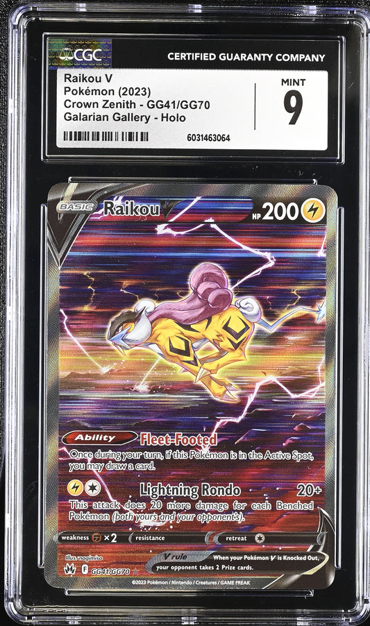 CGC 9 MINT Raikou V GG41/GG70 Pokémon 2023 Crown Zenith Full Art