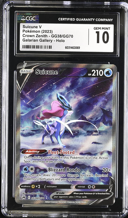CGC 10 GEM MINT Suicune V GG38/GG70 GALARIAN GALLERY HOLO Pokemon Card