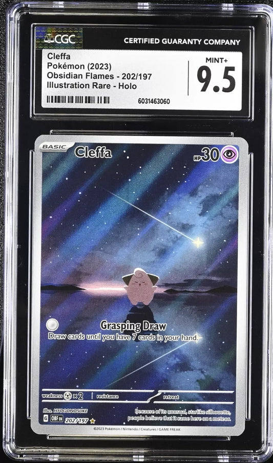 CGC 9.5 2023 Cleffa Pokémon Obsidian Flames English Illustration Rare #202/197